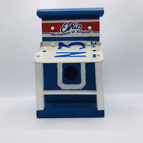 Ohio Car License Plate Bird House Birthplace of Aviation  Wood Hand Made Upcycle - Picture 5 of 6